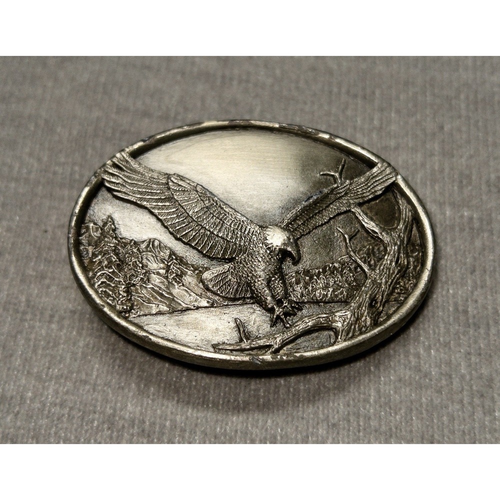 Vintage Siskiyou 1983 Silver Eagle Western Belt Buckle Rodeo Southwestern - Picture 1 of 8